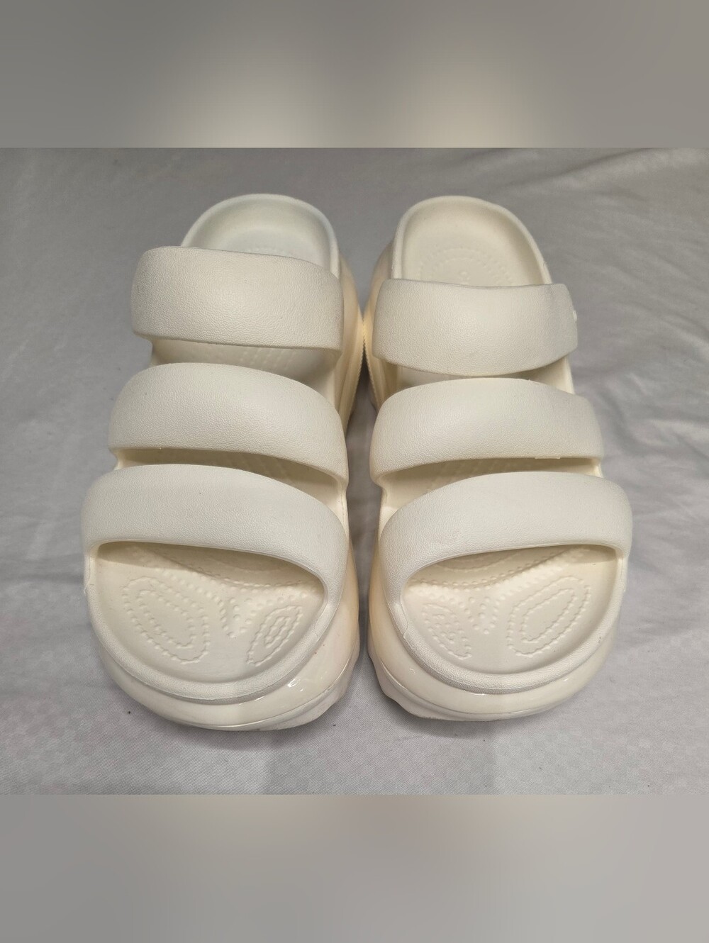 Crocs White Mega Crush Triple Strap Sandal - Off White Womens 9, Platform